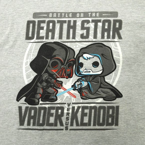 Pop Battle On The Death Star Vader Vs Kenobi Tee T Shirt XL  Star Wars Gray Crew - Picture 3 of 15